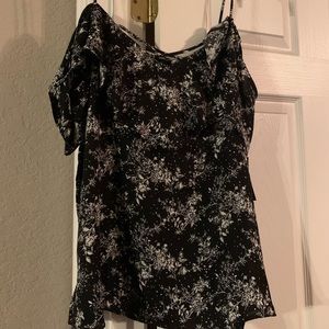 NWT SweetRain Black&White Cold Shoulder Blouse 2XL